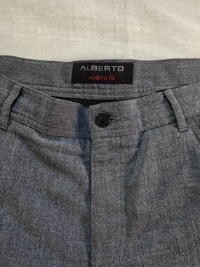 Alberto Modern Fit Gray Flat-Front Men's Shorts